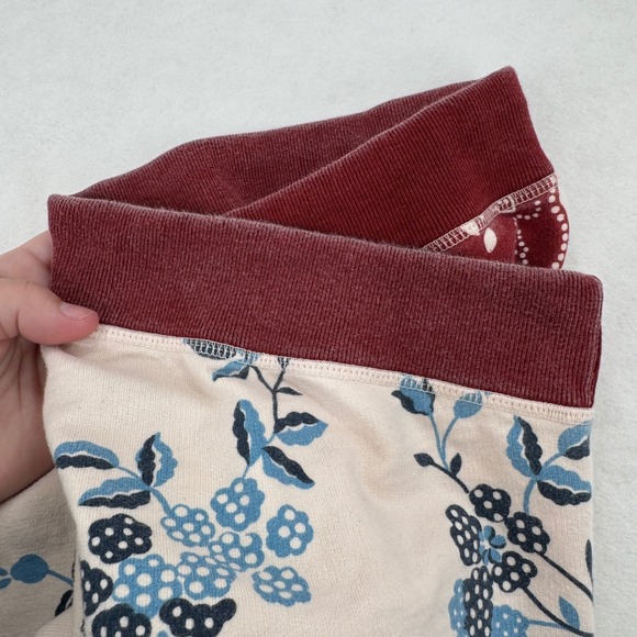 Vtg Lucky Brand Womens Floral Sweatpants LRG Wide Leg Pants Burgundy Cream Y2K - Picture 9 of 10
